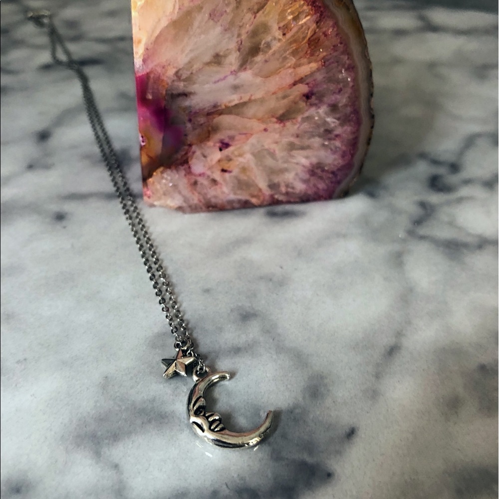 Moon and Star silver necklace